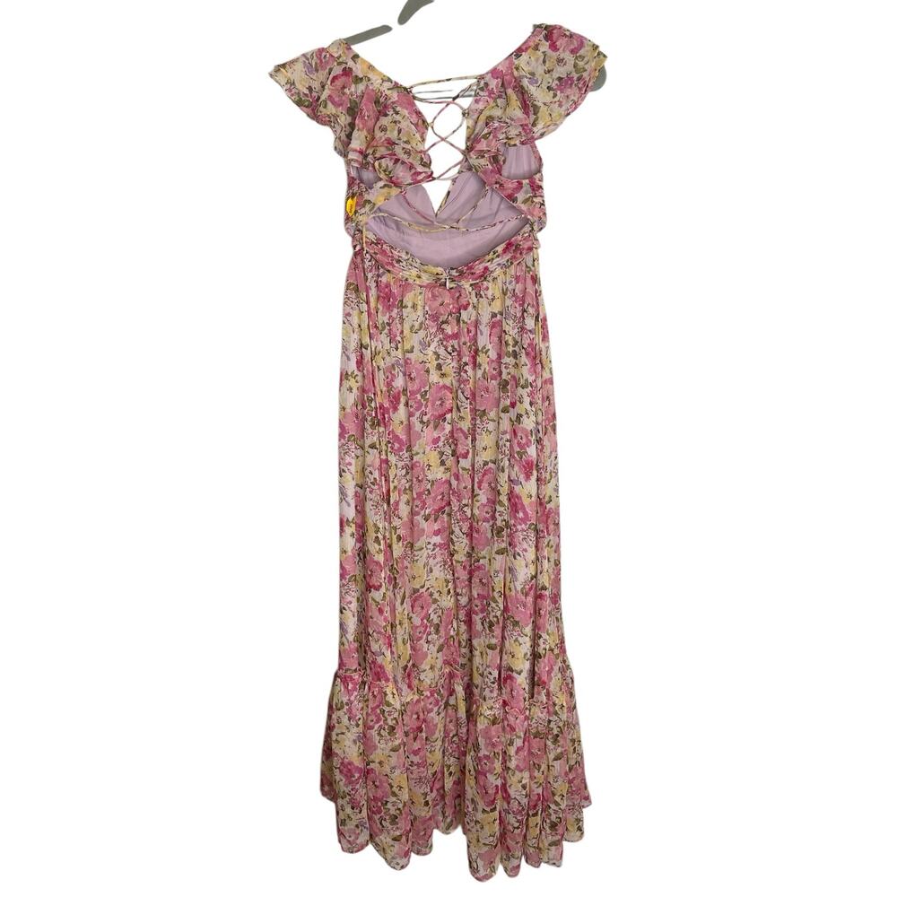 ASTR the Label Primrose Maxi Dress Lace Up Back Floral Fairy Cottage Spring XS - Picture 8 of 13